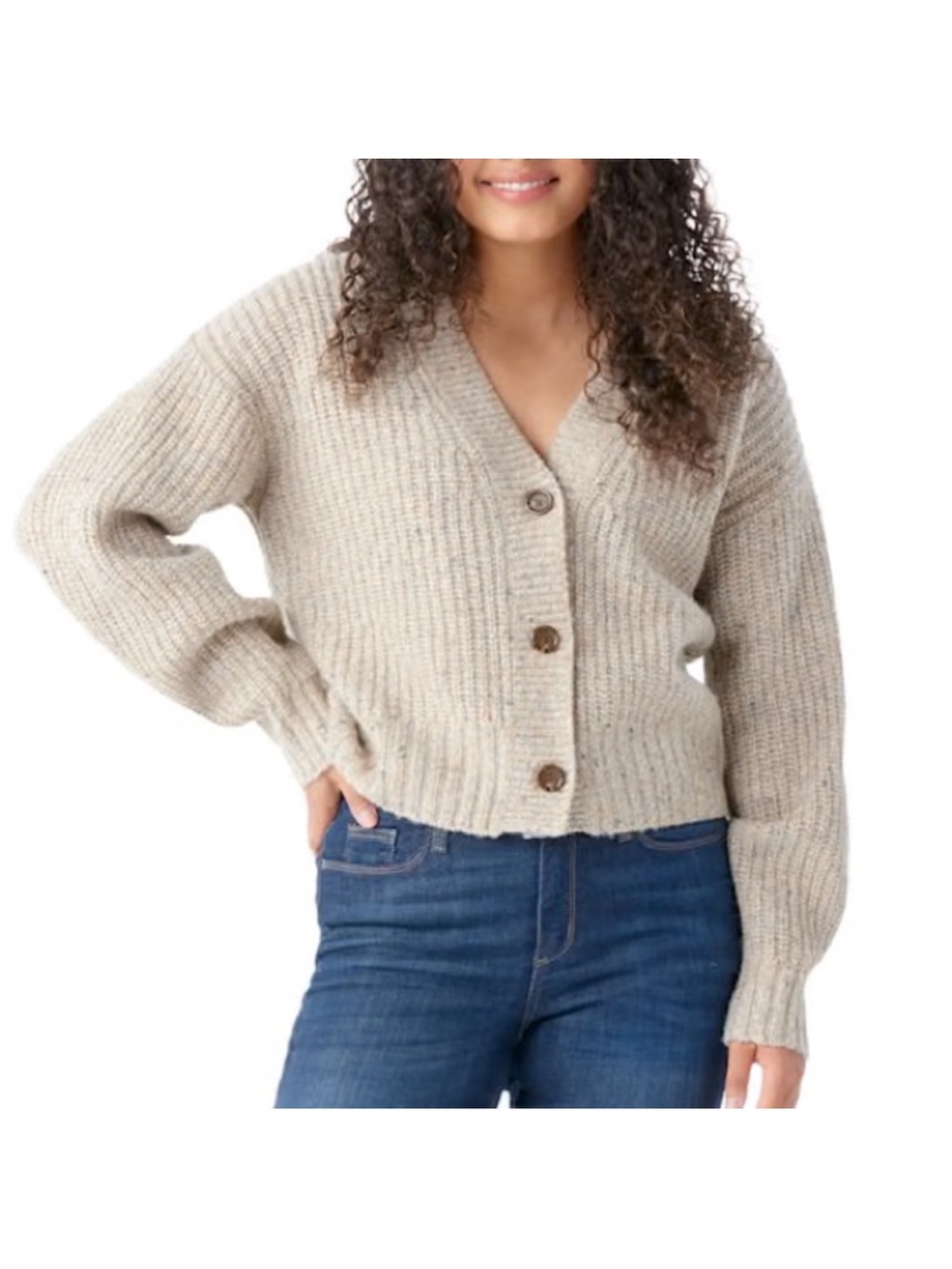 Smartwool Women's Cream Ribbed Button-Front Wool Cardigan xs